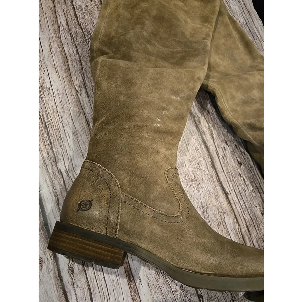 New Børn Women’s Size 6M Taupe Dstrssd Leather Tall Riding Boots Over Knee NIB